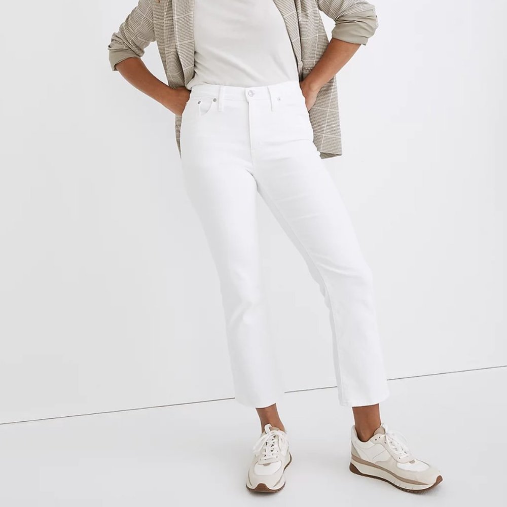 Madewell Cali Demi-Boot White Jeans